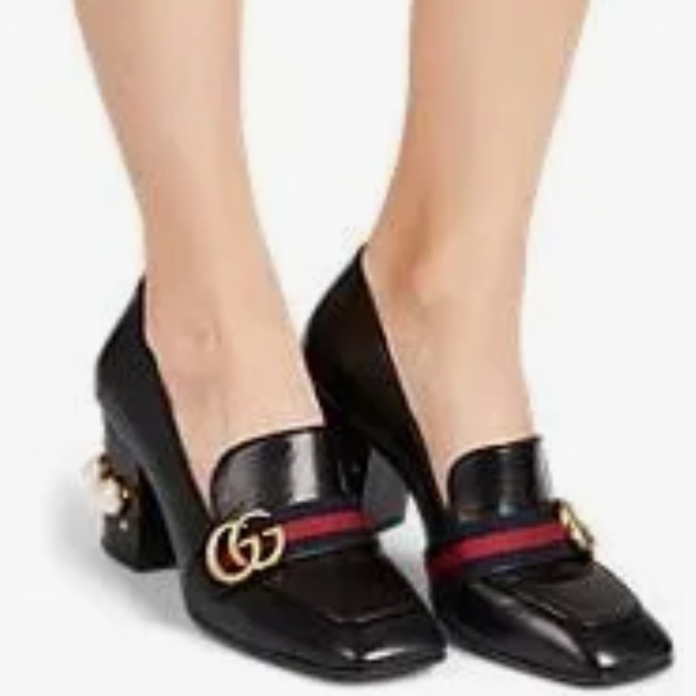 Gucci Black and Red Heels with Iconic Design